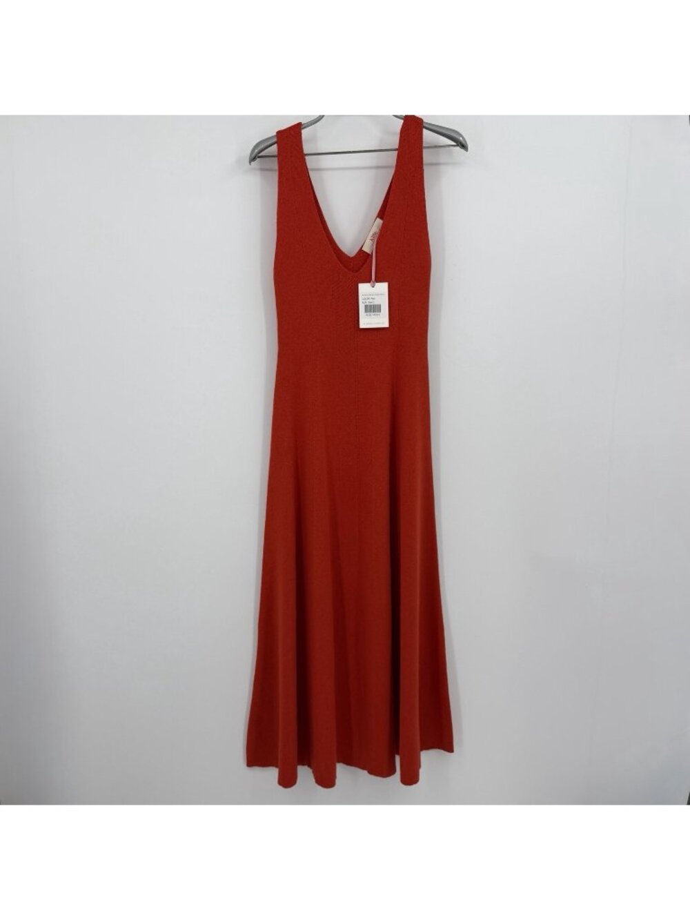 Kilte Collection Cotton-Cashmere Knit V-Neck Kaitlin Midi Dress in Cherry 2 M